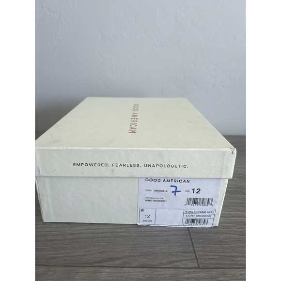 Good American Jeweled Emma Light‎ Smoke Stiletto Heel Size 12 NIB - Picture 8 of 13